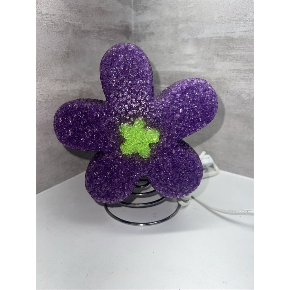 Purple Daisy Lamp Retro Flower Power Daisies Squishy w Spring Base Tested 1990s